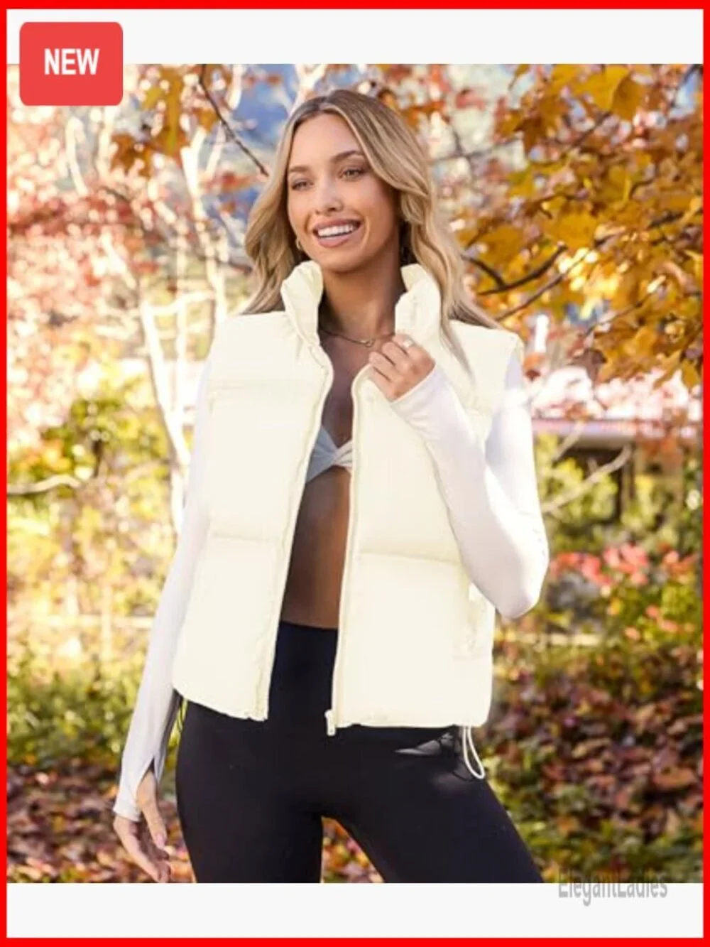 Women's Lightweight Puffer Vest, Sleeveless Quilted Zip Up Coat for Fall Winter - Picture 6 of 7